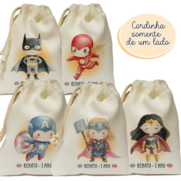 Saquinho para Lembrancinha Super Heróis 20x25