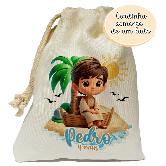 Saquinho Surpresa Pedro o Pescador Discípulo Jesus 15x20