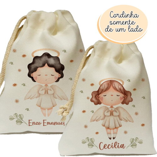 Saquinho Lembrancinha Batizado Anjinho 15x20