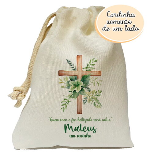 Saquinho Lembrancinha Batizado Cruz 15x20