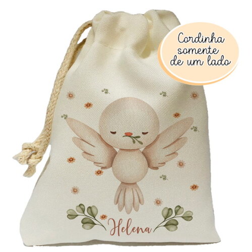 Saquinho Lembrancinha Batizado Pombinha 15x20