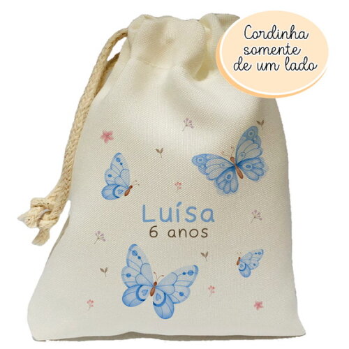 Saquinho Lembrancinha Borboleta Azul 15x20