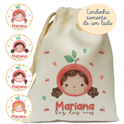 Saquinho Lembrancinha Cereja Bonequinha 15x20
