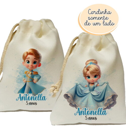 Saquinho Lembrancinha Cinderela e Príncipe 15x20