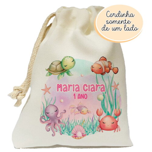 Saquinho Lembrancinha Fundo do Mar Menina 15x20