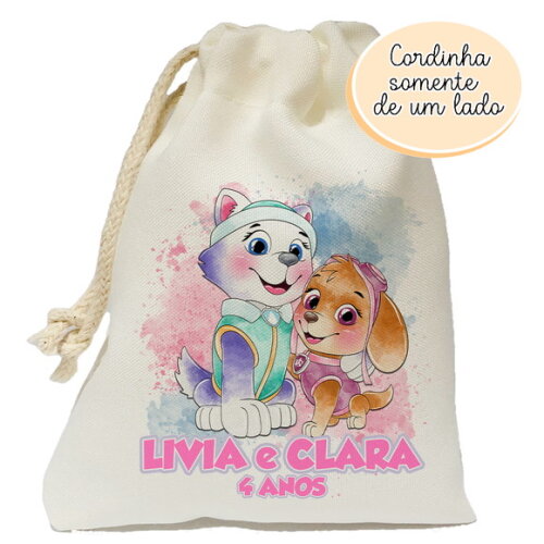 Saquinho Lembrancinha Patrulha Canina Everest e Skye 20x25