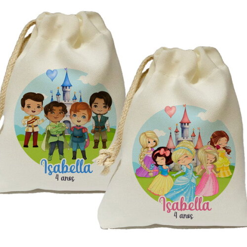 Saquinho Lembrancinha Princesas e Príncipes 15x20