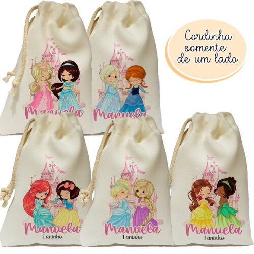 Saquinho Lembrancinha Princesas e Príncipes 15x20