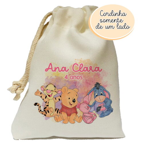 Saquinho Lembrancinha Ursinho Pooh Menina 15x20