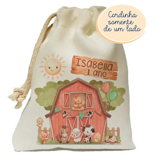 Saquinho Surpresa Fazendinha Celeiro Vermelho 15x20