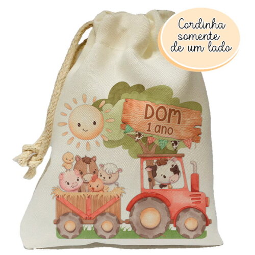 Saquinho Surpresa Fazendinha Trator Vermelho 15x20