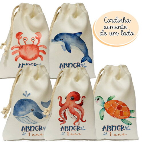 Saquinho Surpresa Fundo do Mar Personalizado 15x20