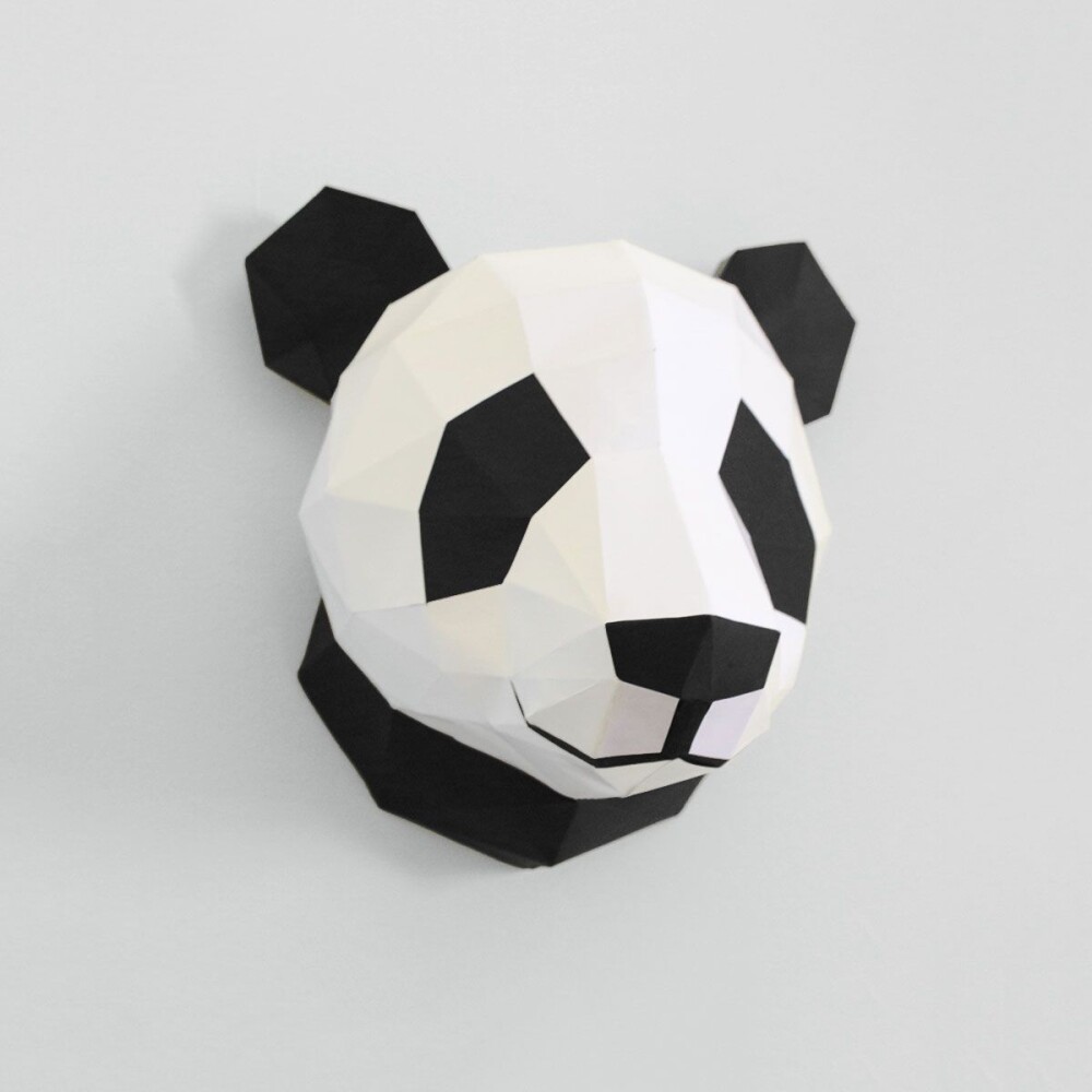Panda branco e preto – Escultura 3D de Papel para Decoração