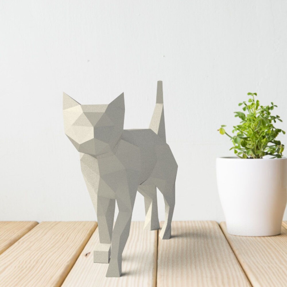 Gato branco – Escultura 3D de Papel para Decoração