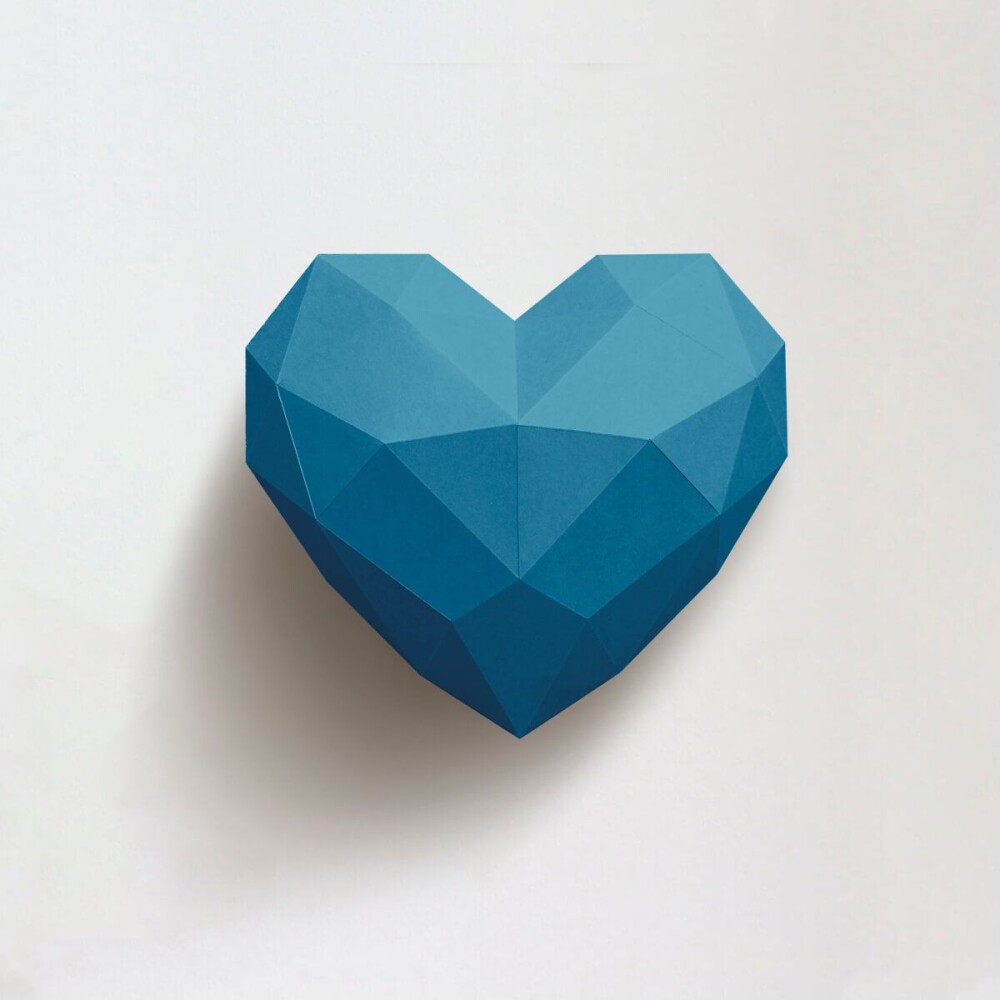 Coração azul – Escultura 3D de Papel para Decoração