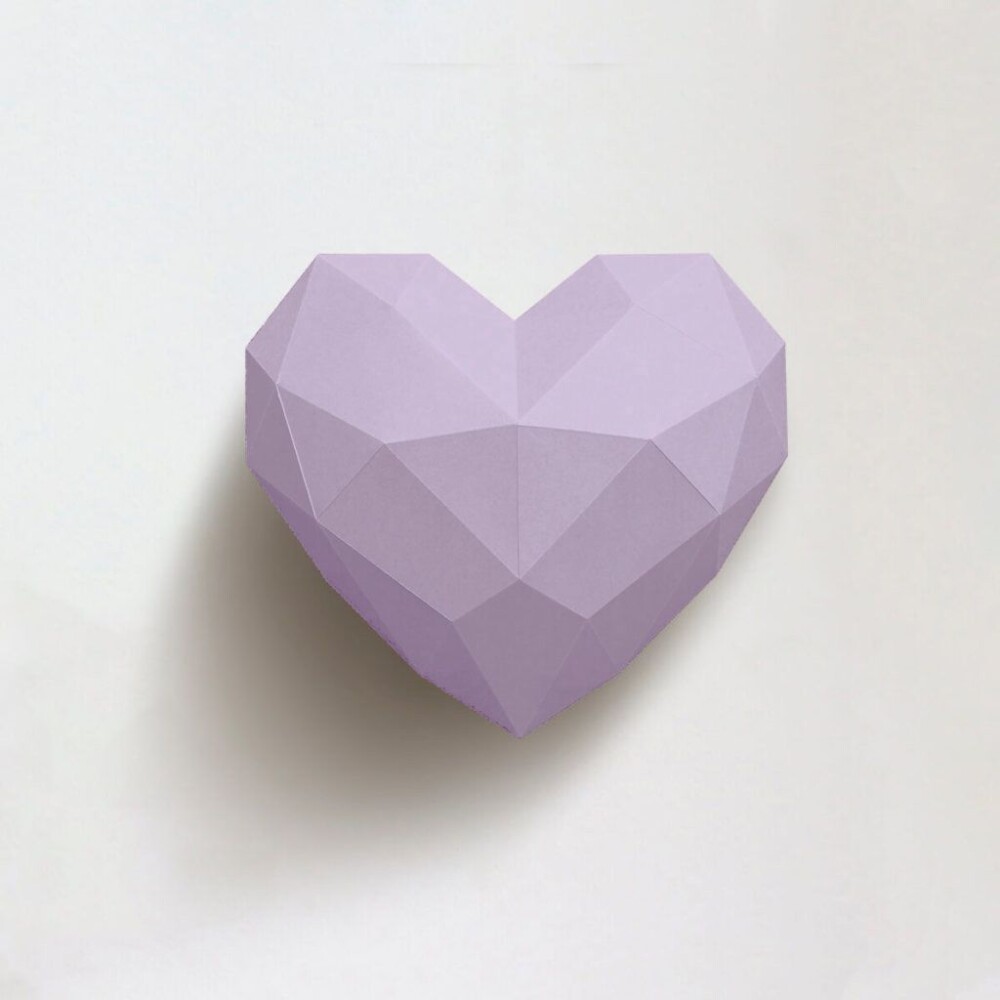 Coração lilás – Escultura 3D de Papel para Decoração