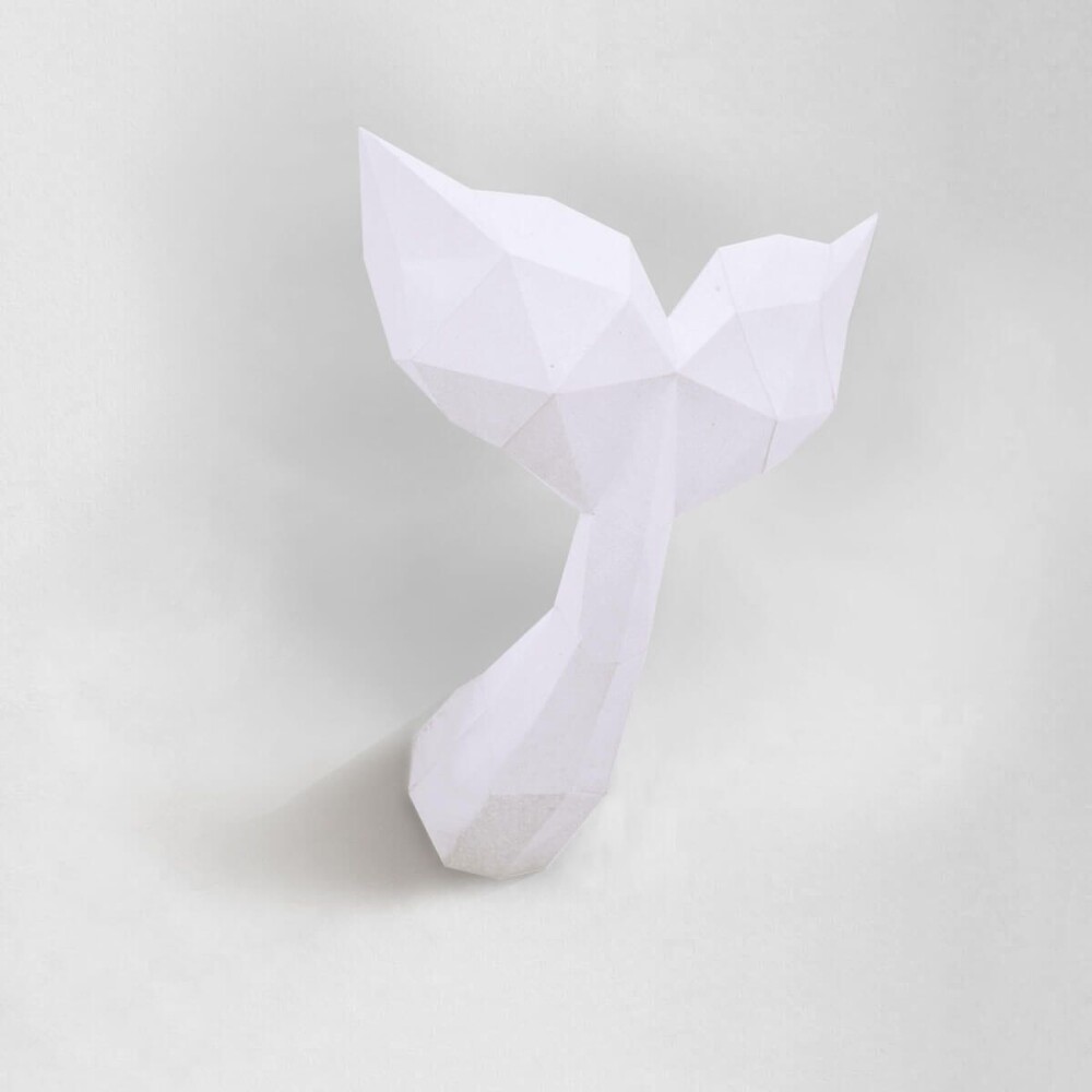 Cauda de sereia branca – Escultura 3D de Papel para Decoração