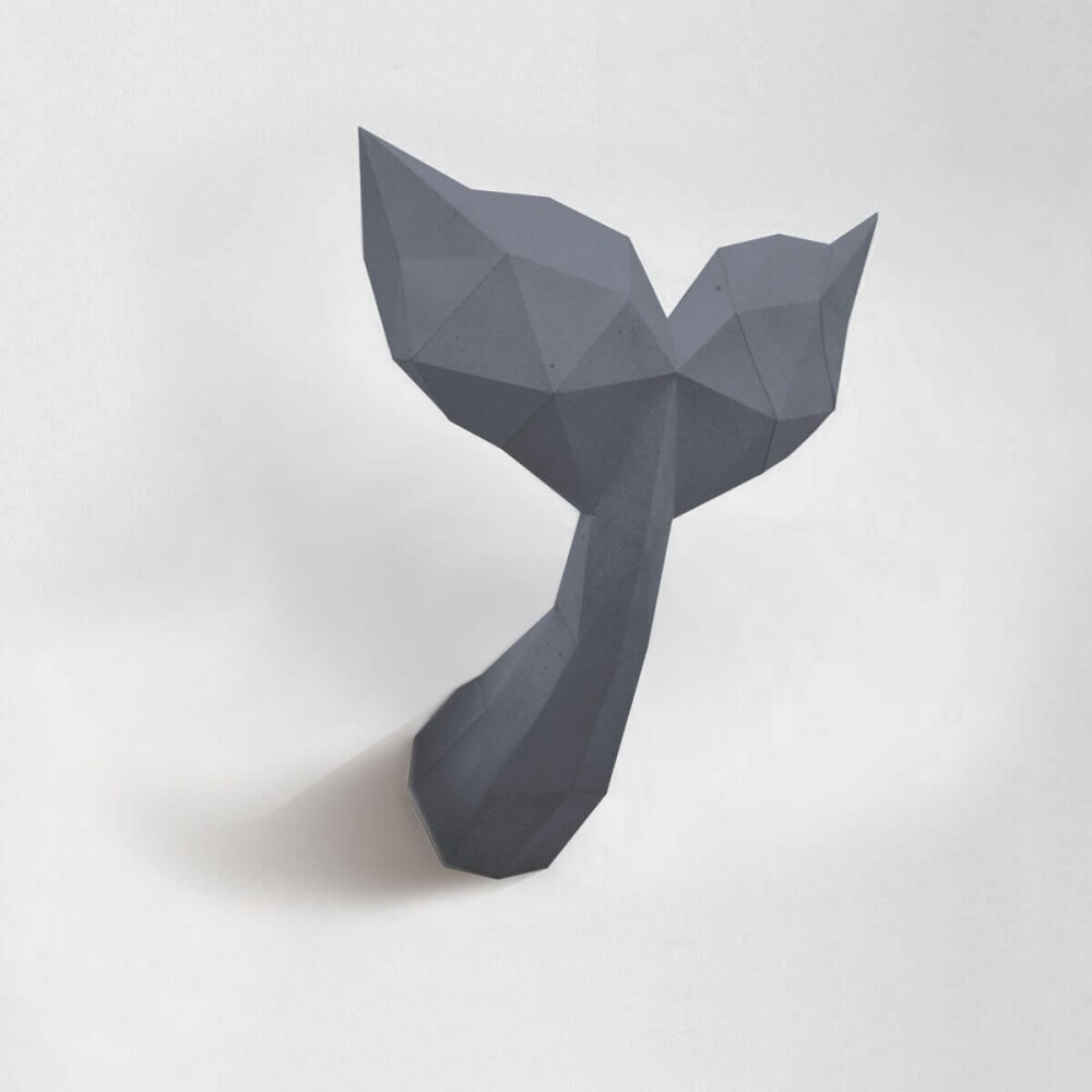 Cauda de sereia cinza – Escultura 3D de Papel para Decoração