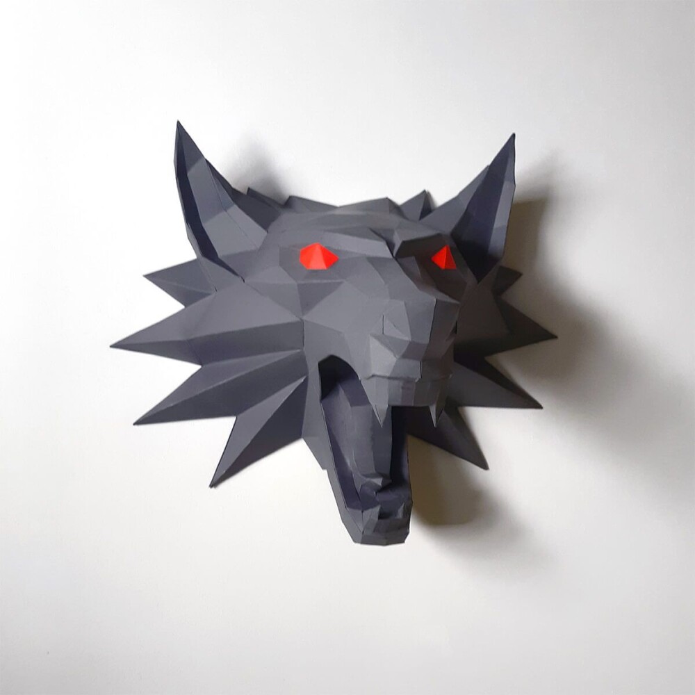 Lobo The Witcher – Escultura 3D de Papel para Decoração