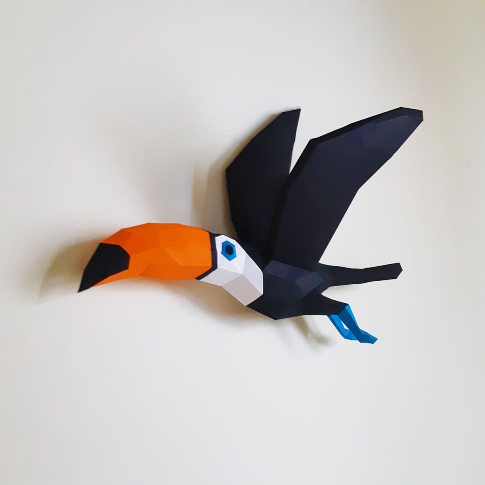 Tucano – Escultura 3D de Papel para Decoração