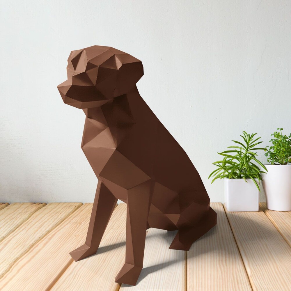 Labrador marrom – Escultura 3D de Papel para Decoração
