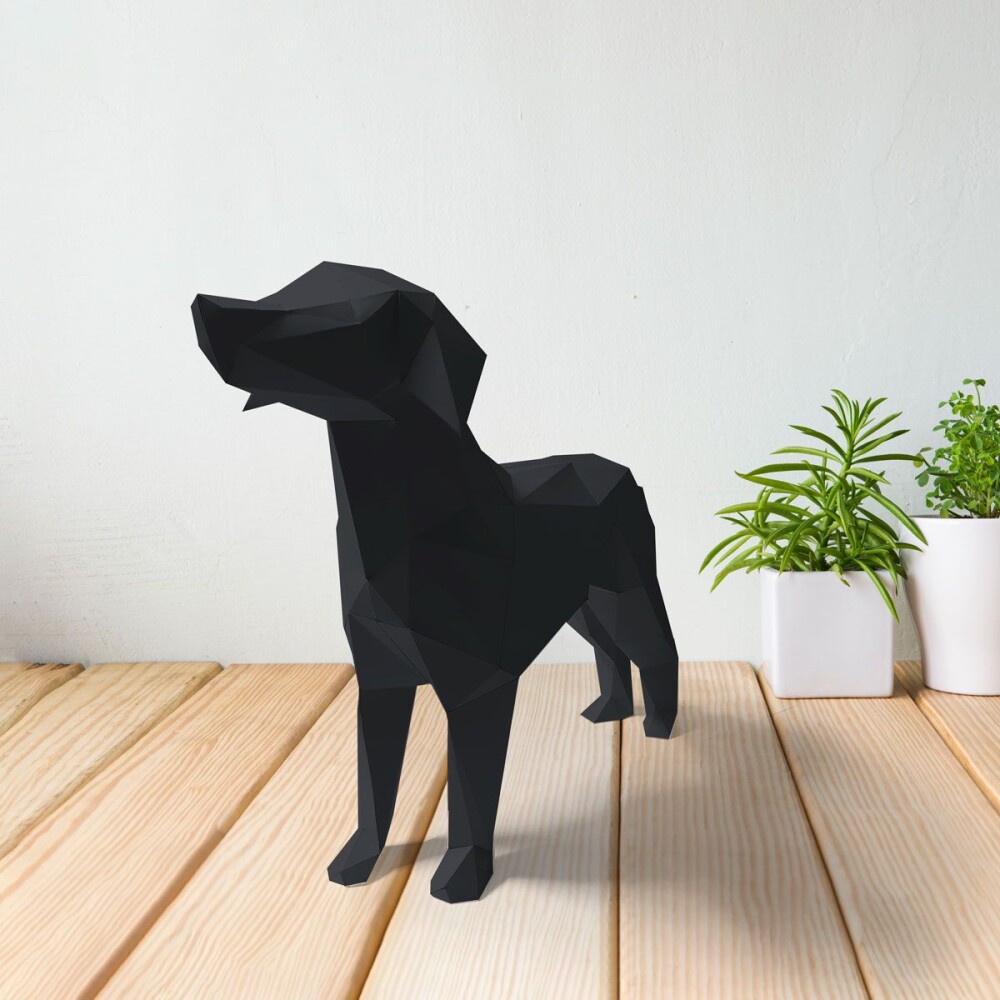 Cachorro preto – Escultura 3D de Papel para Decoração