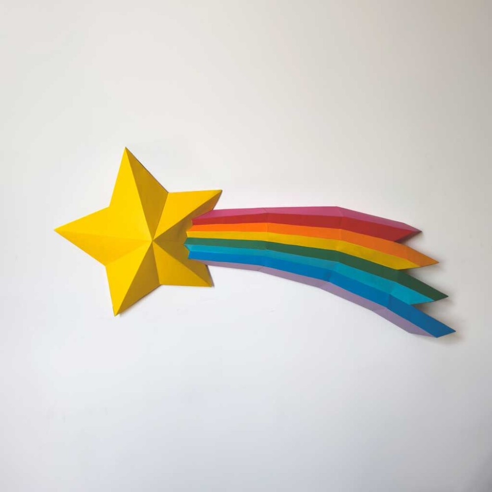Estrela cadente – Escultura 3D de Papel para Decoração