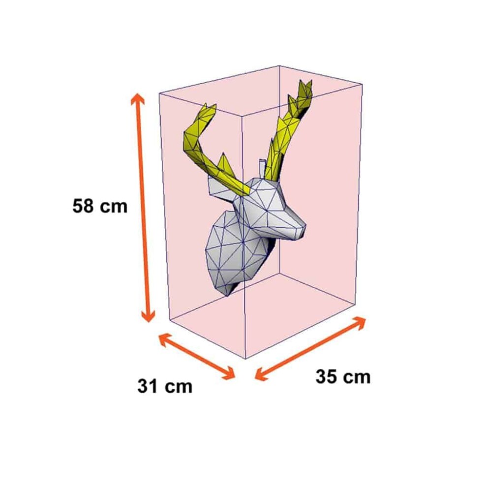 Alce cinza com chifre dourado – Escultura 3D de Papel para D