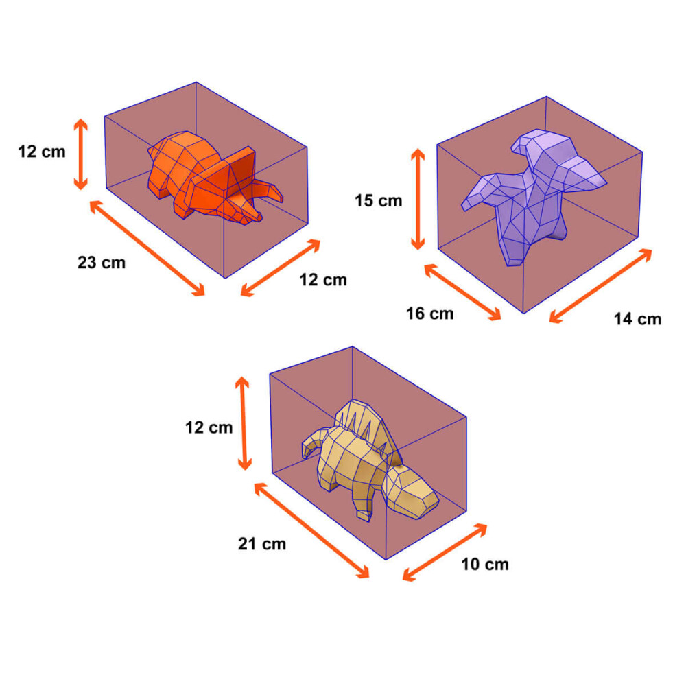 3 Dinossaurinhos coloridos – Escultura 3D de Papel para Decora?