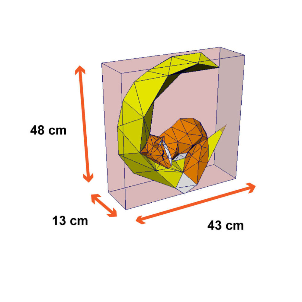 Raposa na lua – Escultura 3D de Papel para Decoração