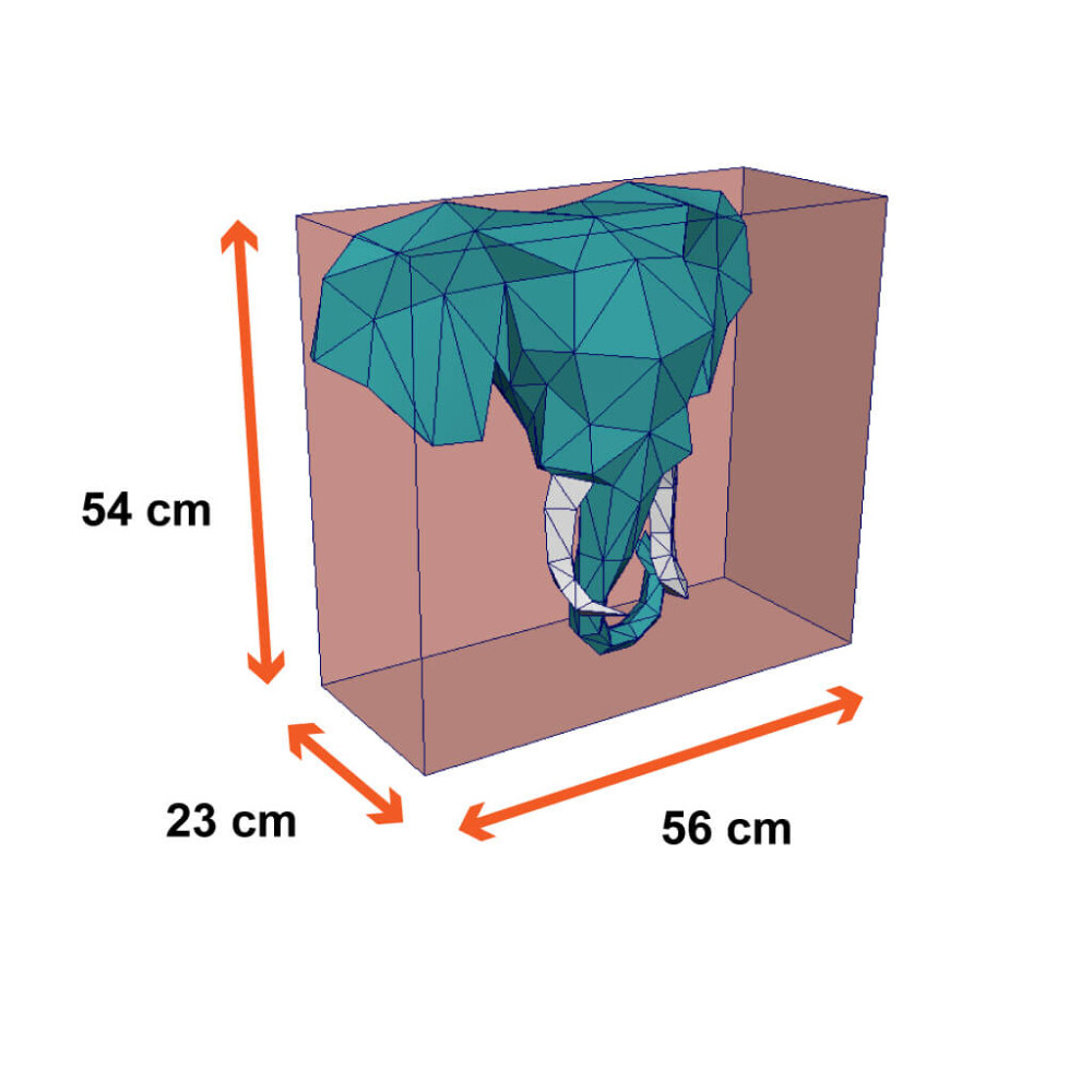 Elefante branco com presas douradas – Escultura 3D de Papel par