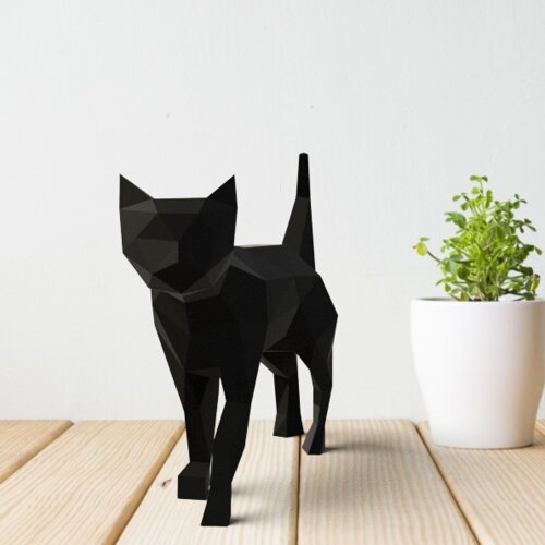 Gato preto – Escultura 3D de Papel para Decoração