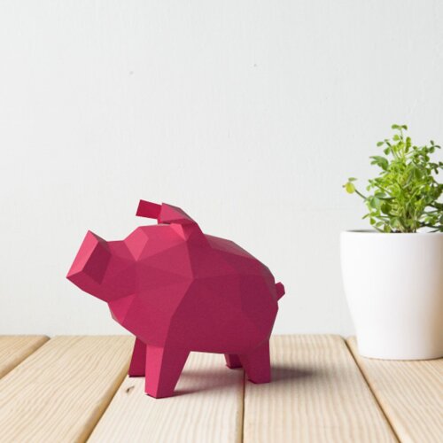 Porquinho rosa – Escultura 3D de Papel para Decoração