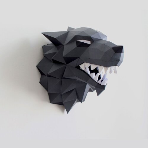 Lobo – Escultura 3D de Papel para Decoração