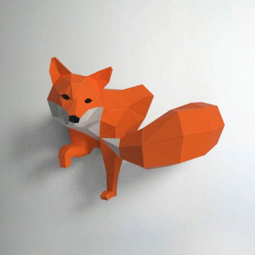 Raposa – Escultura 3D de Papel para Decoração