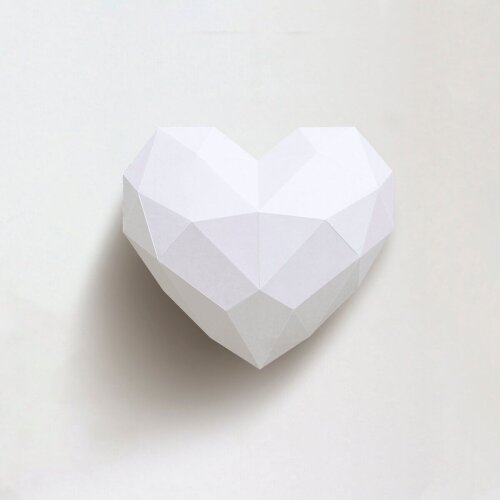 Coração branco – Escultura 3D de Papel para Decoração