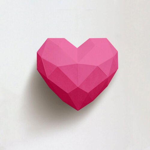 Coração rosa – Escultura 3D de Papel para Decoração