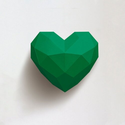 Coração verde – Escultura 3D de Papel para Decoração