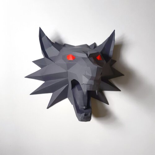 Lobo The Witcher – Escultura 3D de Papel para Decoração