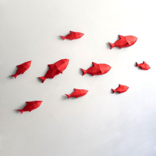 Peixes vermelho – Escultura 3D de Papel para Decoração