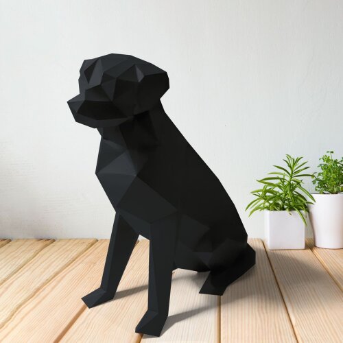 Labrador preto – Escultura 3D de Papel para Decoração
