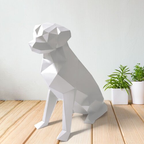 Labrador branco – Escultura 3D de Papel para Decoração