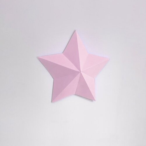Estrela rosa claro – Escultura 3D de Papel para Decoração