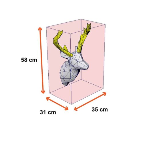 Alce rosa com chifre dourado – Escultura 3D de Papel para De