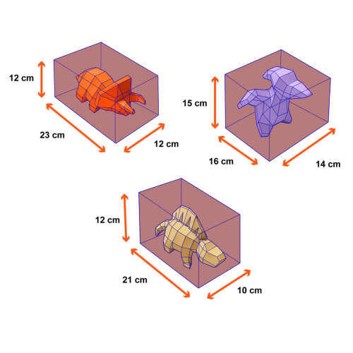 3 Dinossaurinhos coloridos – Escultura 3D de Papel para Decora?