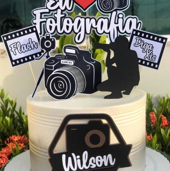 Arquivo de topo de bolo fotógrafo
