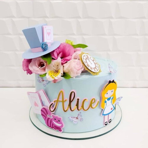 Arquivo de topo de bolo Alice no país das maravilhas