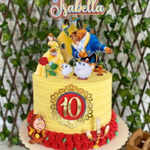 Arquivo de topo de bolo bela e a fera