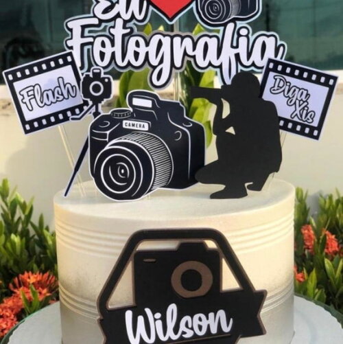 Arquivo de topo de bolo fotógrafo