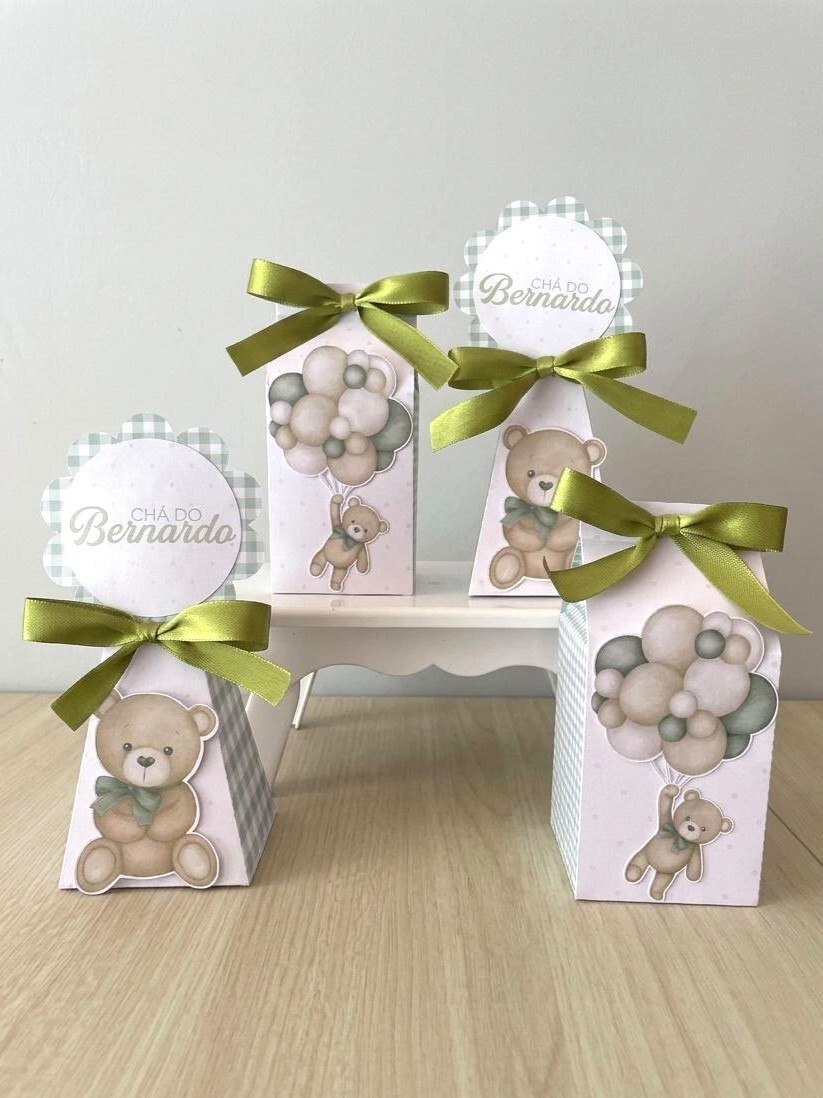 Kit Chá de Bebê - Ursinho Baloeiro Verde